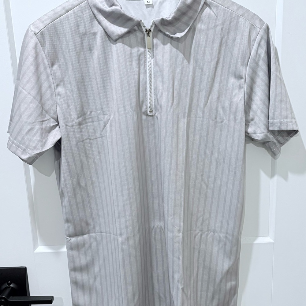 Men's Gray Striped Polo Shirt